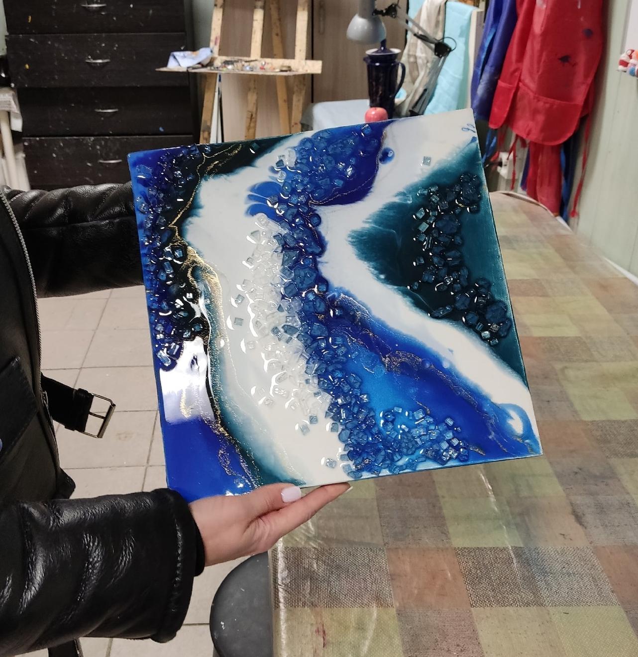 Фотографии с мастер-класса Resin art - мастер-класс картины эпоксидной смолой - фото 7