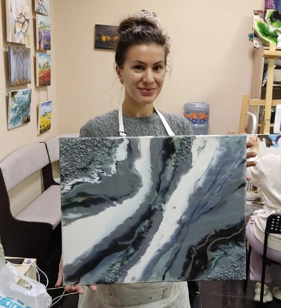Фотографии с мастер-класса Resin art - мастер-класс картины эпоксидной смолой - фото 10