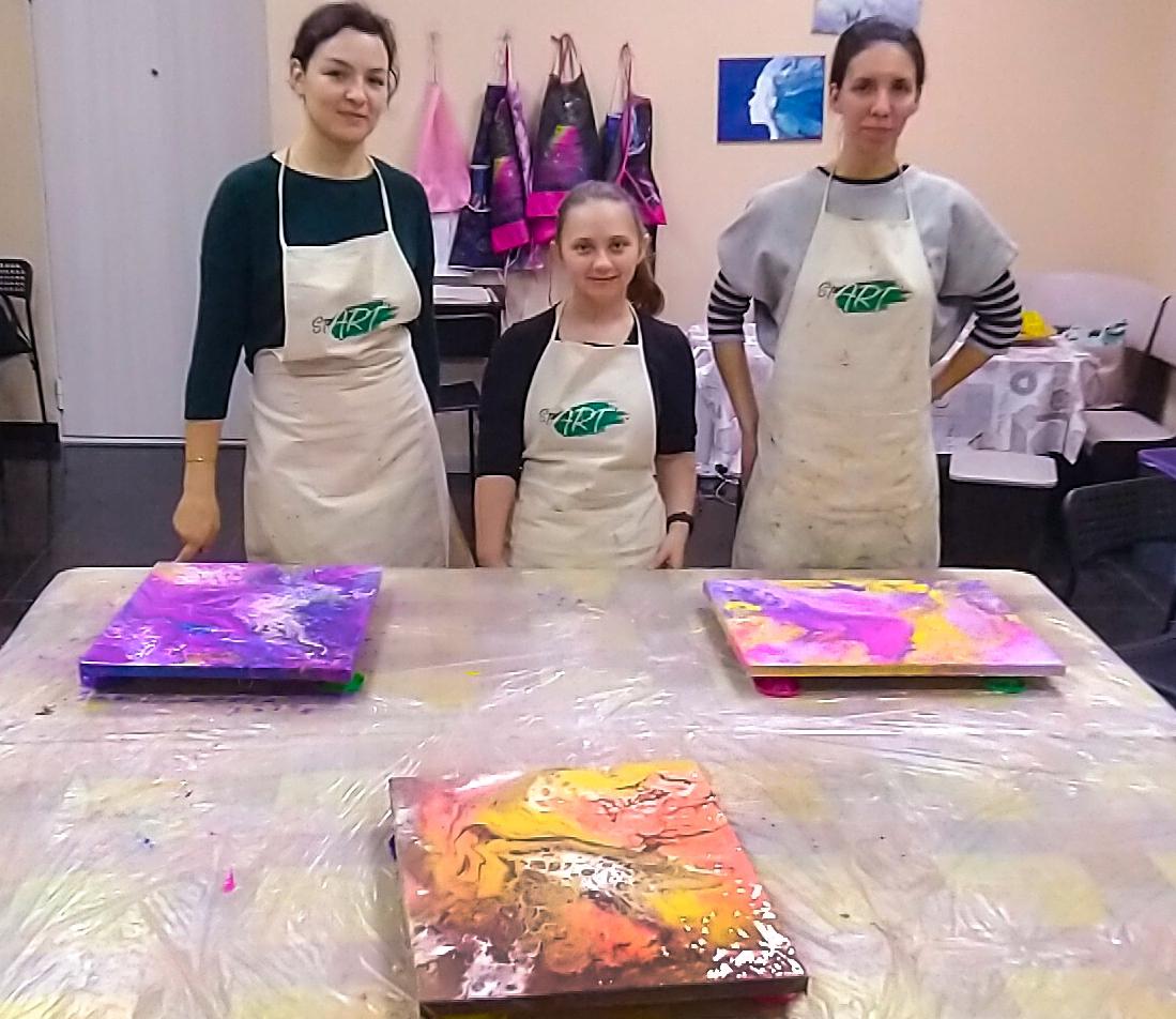 Фотографии с мастер-класса FLUID ART - техника жидкого акрила - фото 5